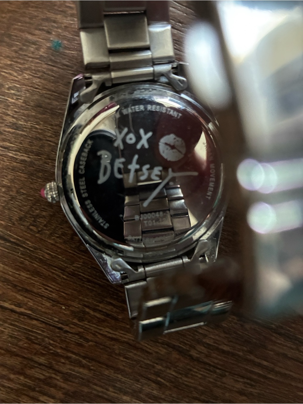 Betsey Johnson Pink Face Silver Tone Sheep Watch - Picture 5 of 7